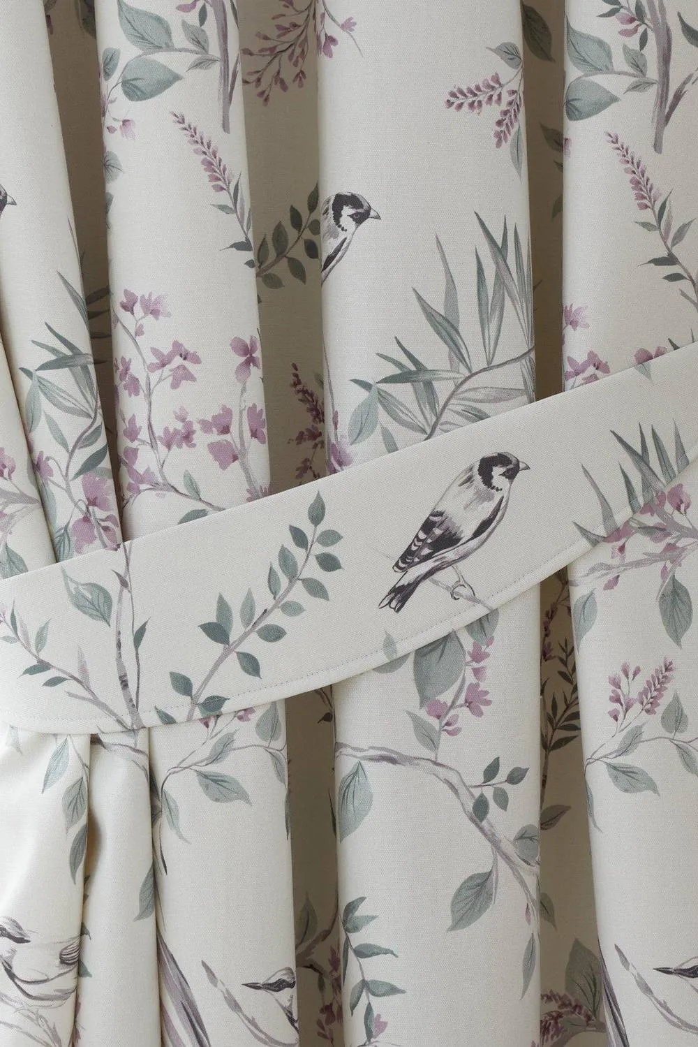 Dreams & Drapes 'Jazmine' 100% Cotton Floral Print Pair of Pencil Pleat Curtains With Tie-Backs in Lavender 5