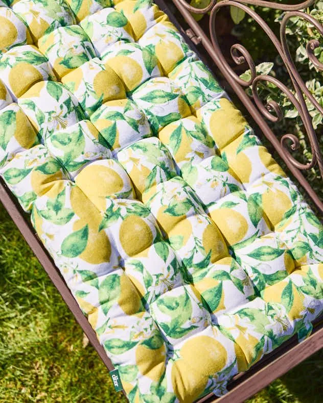 Dibor Traditional Lemon Patterned Bench Mattress Summer Outdoor Garden Bench Cushion L100cm x W45cm in Yellow 3