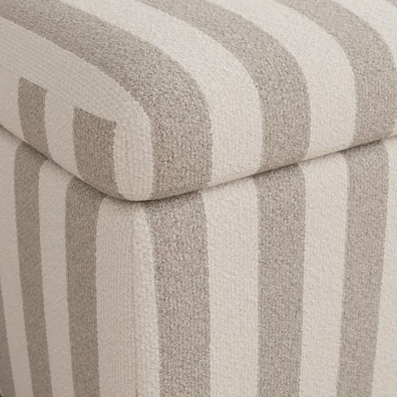 Box Chest Boucle Stripe Storage Footstool 4