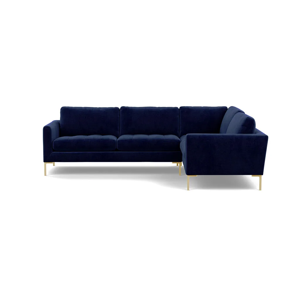 Heal's Eton Right Hand Facing Corner Sofa Smart Luxe Velvet Midnight Brass