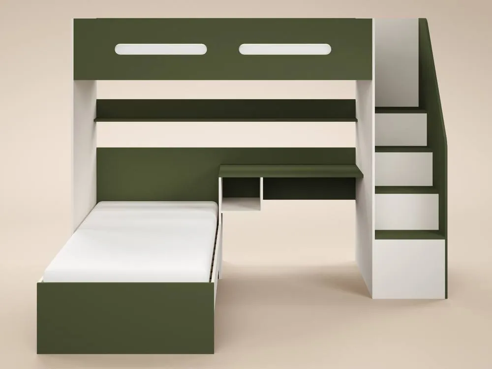 Flair Alpha Bunk Bed with LED Beige & Green 5