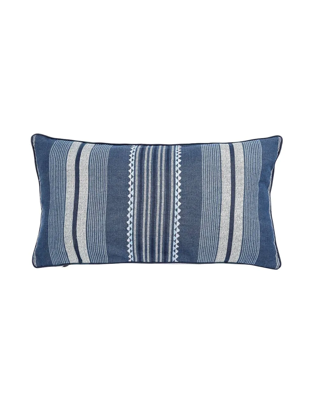 Bedeck of Belfast Kayah/Liyana Pure Cotton Striped Cushion Indigo Mix
