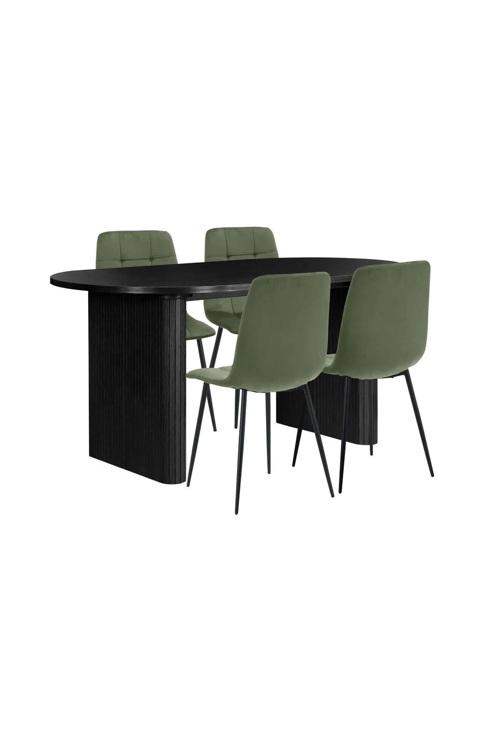 Birlea Axel Oval Fluted Dining Table With 4 Chairs in Black 6