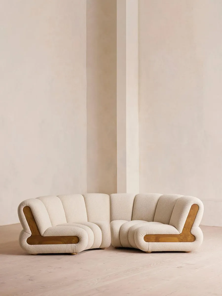 Noelle Modular Curved Sofa, Four Seater, Boucle Natural