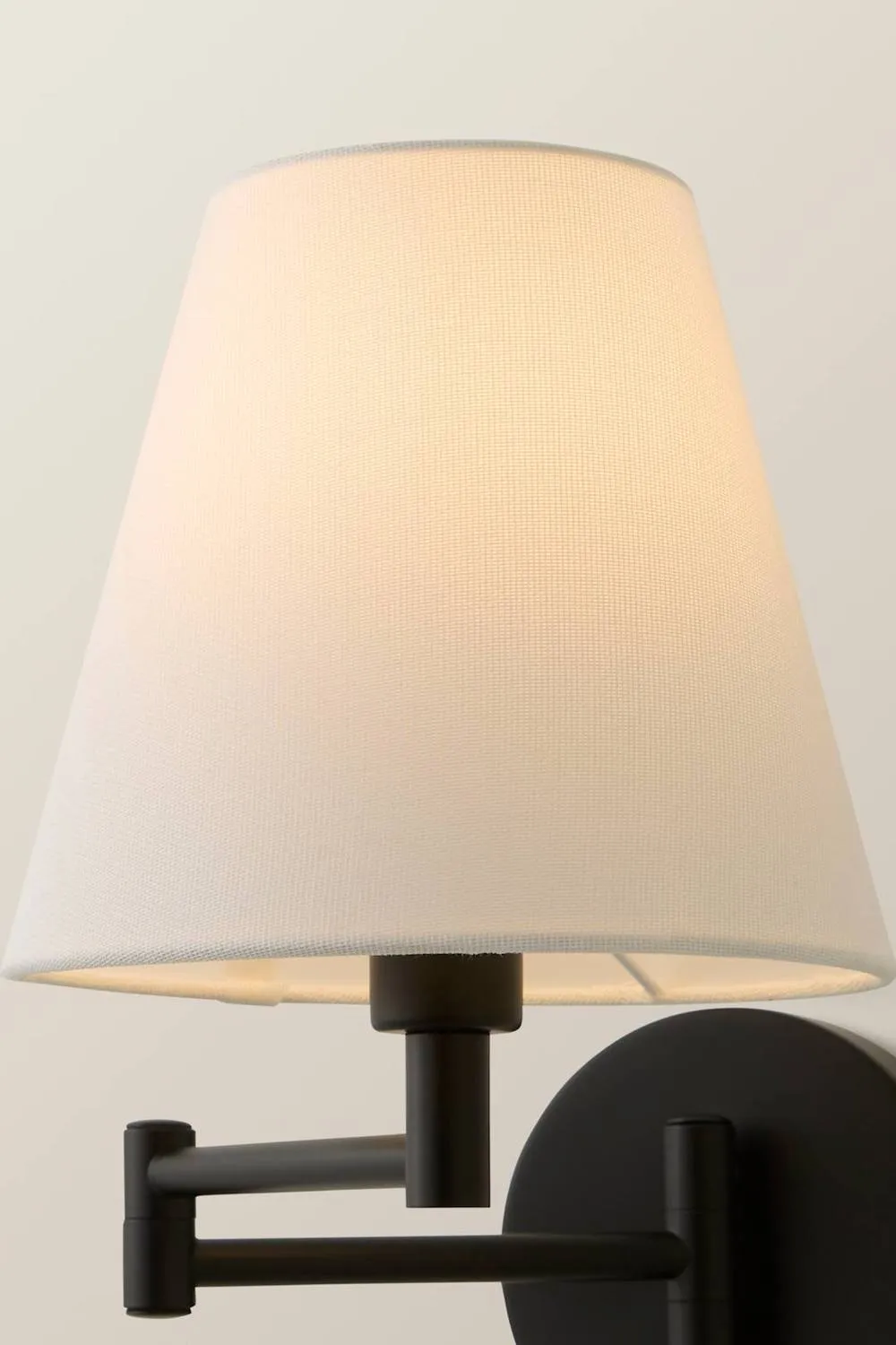 ValueLights Sonia Pair of Swing Arm Wall Lights with Taper Linen Shades & Bulbs in Black 5