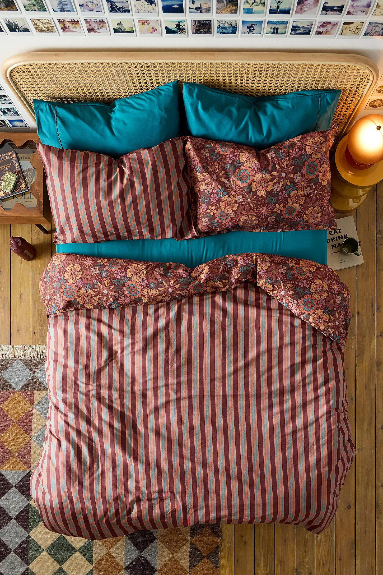 Clara Retro Berry Reversible Duvet Set - Red Berry 2