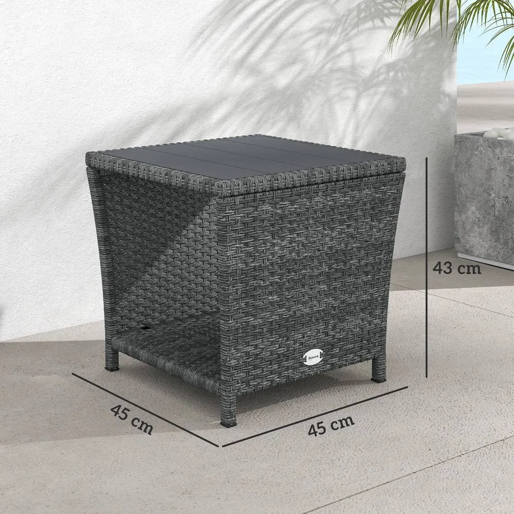 OUTSUNNY Side Table 2-Tier with Storage Shelf/Grey in Grey 3