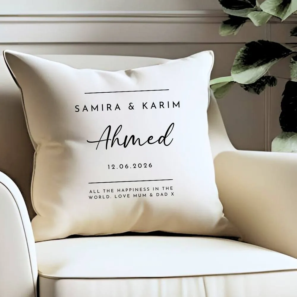 Aye Do Gifts Personalised Neutral Wedding Cushion in Cream