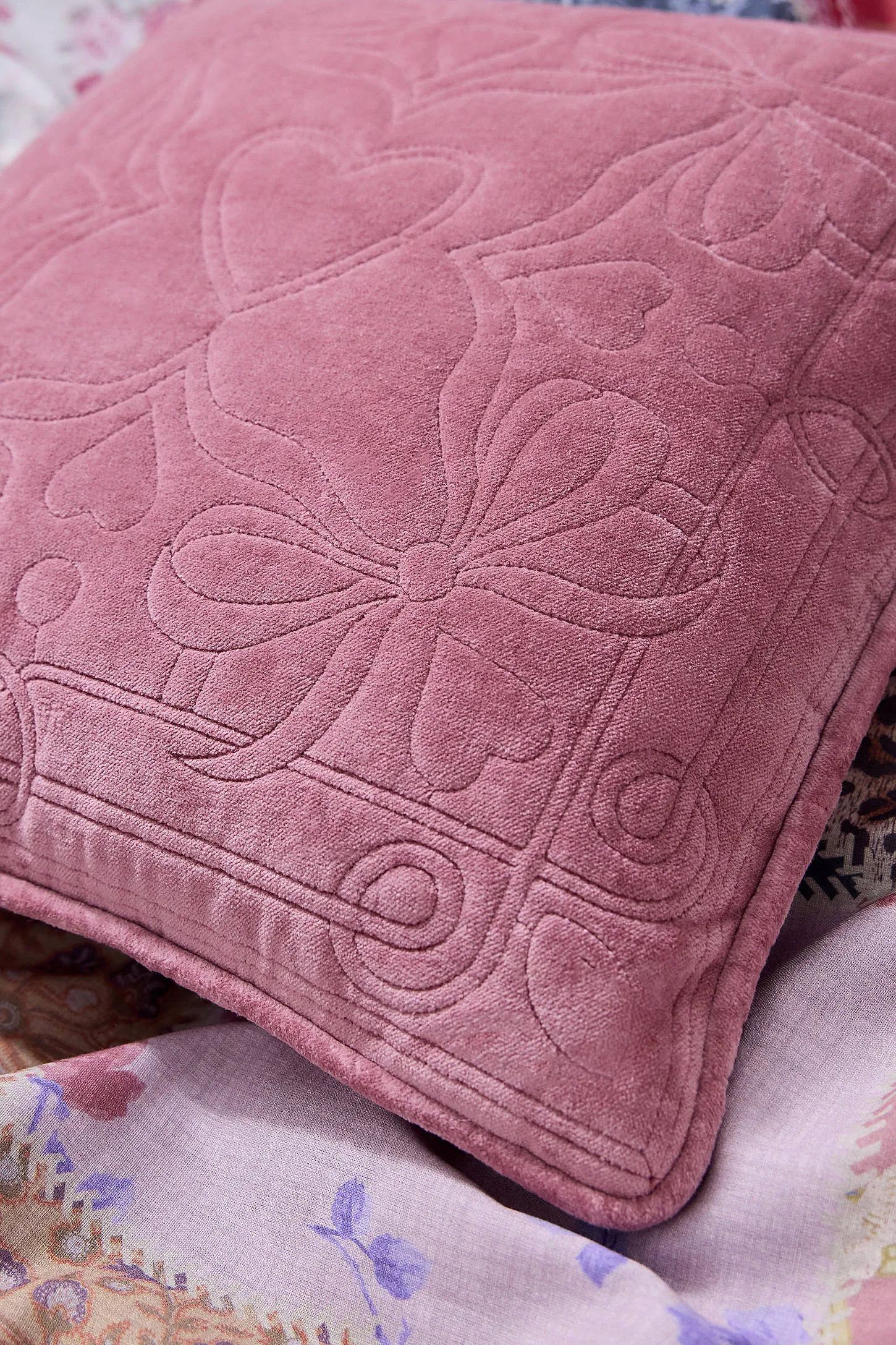 Pink Quilted Heart Cushion - Pink 2