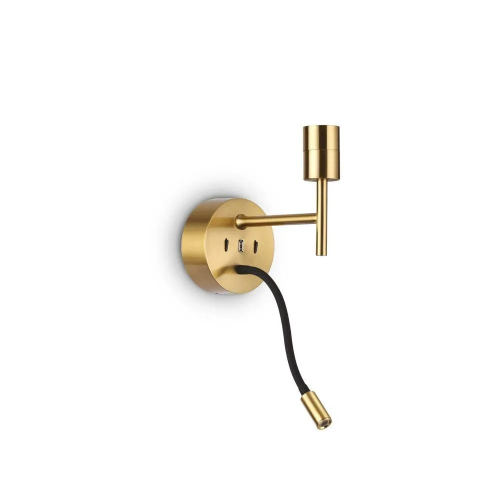 Netlighting Set Up Wall Light + Reading Light Brass Without Shade 3000K in Yellow