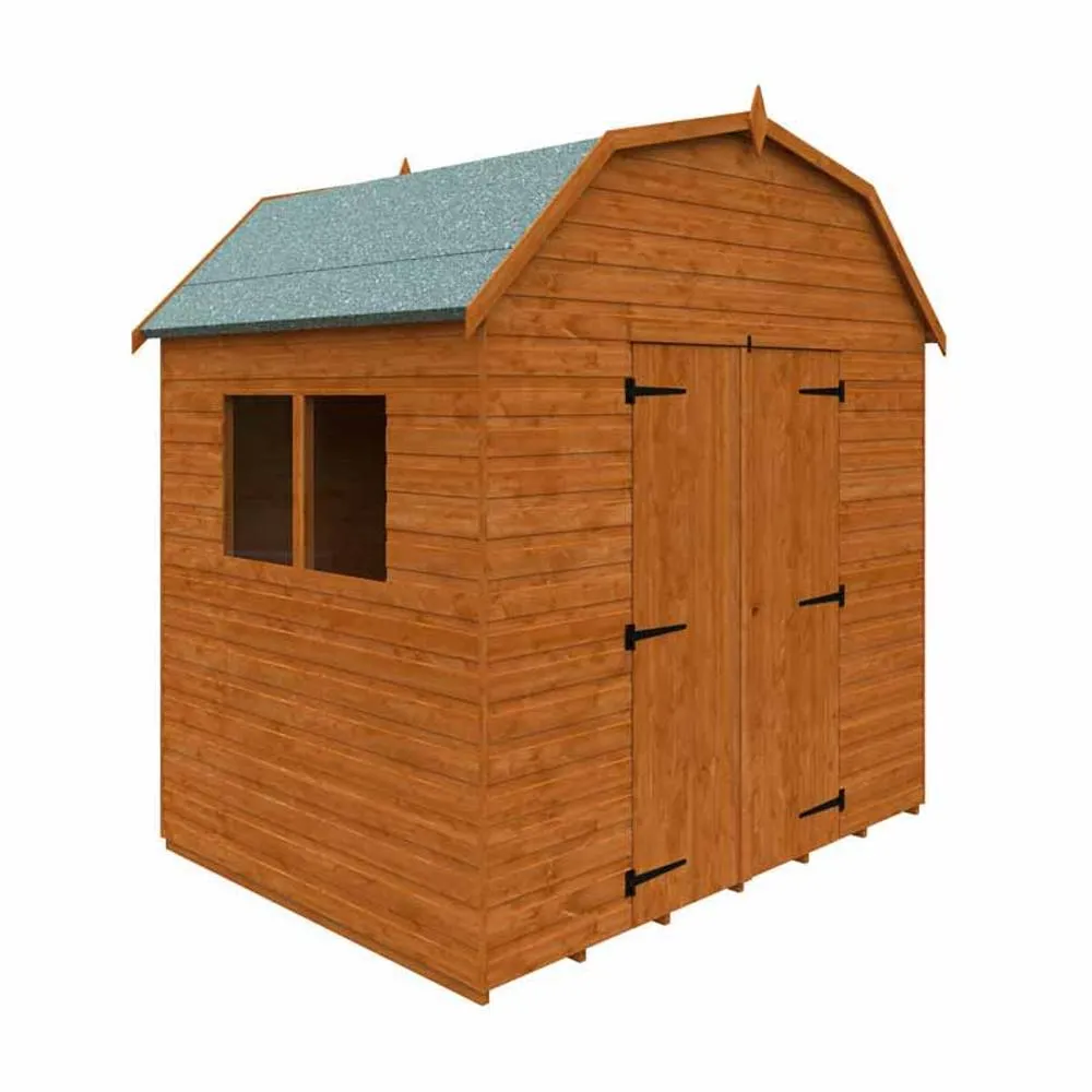 Buttercup Farm 6 x 8 Feet Barn 12mm Shed - Solid Wood/Softwood/Pine in Burnt Orange