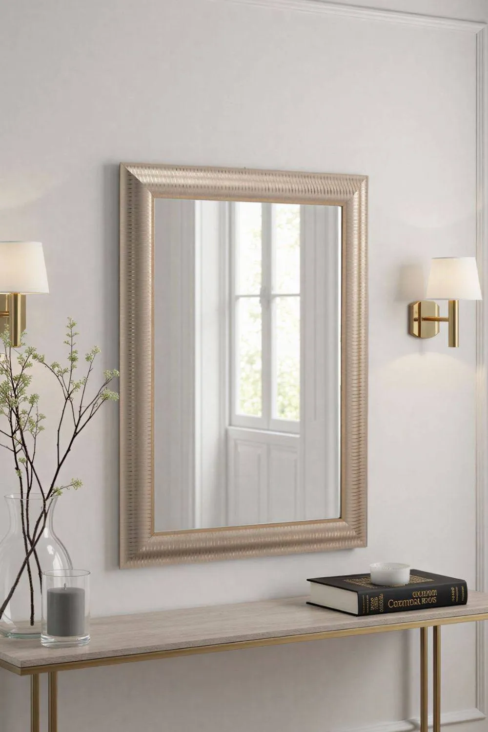 Yearn Mirrors Textured Gold Bevelled Wall Mirror