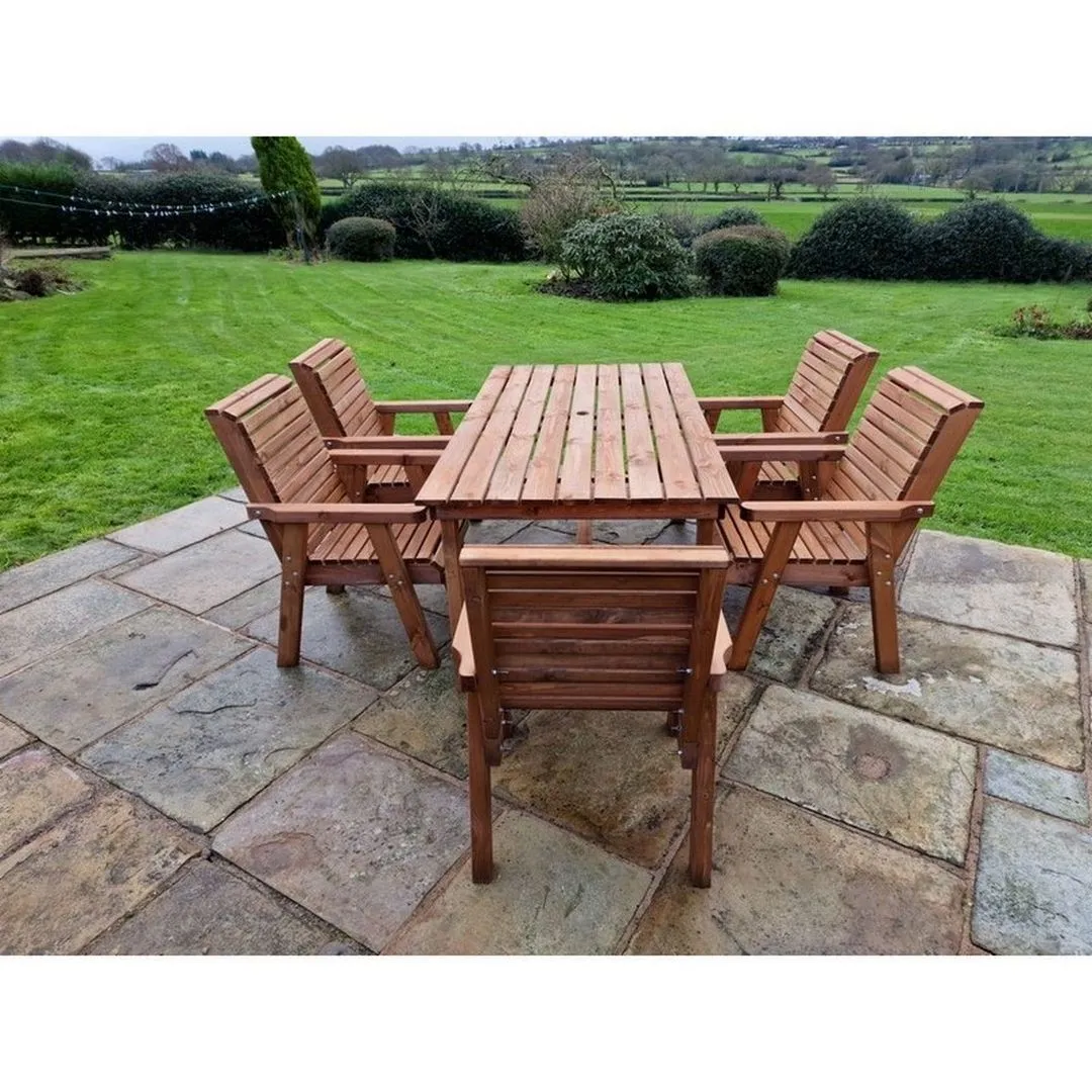 Churnet Valley Garden Furniture Ltd Valley 5 Seat Set 5XC Table - Timber - Minimal Assembly Required in Brown 2