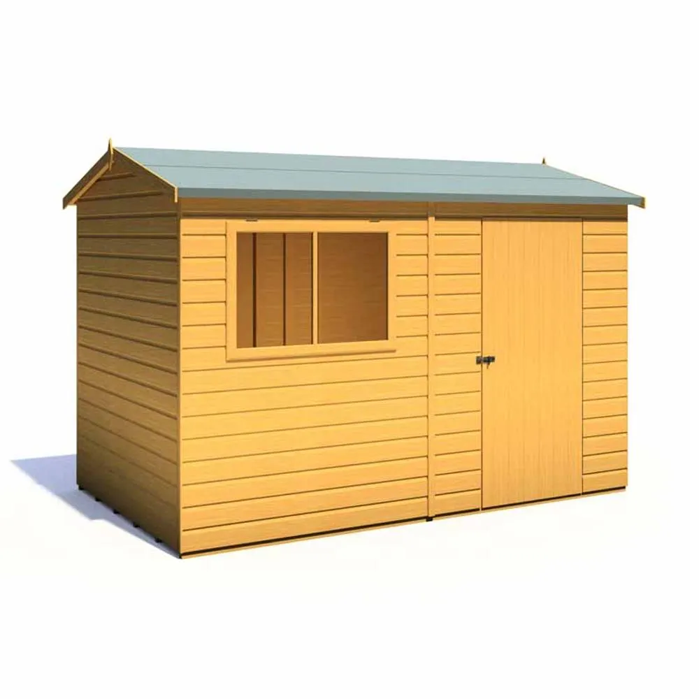 Shires Lewis 10 x 6 Feet Single Door Reverse Apex Style C Shed in Brown 2