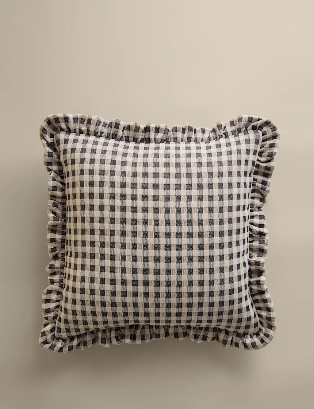 M&S Chenille Woven Gingham Cushion Charcoal