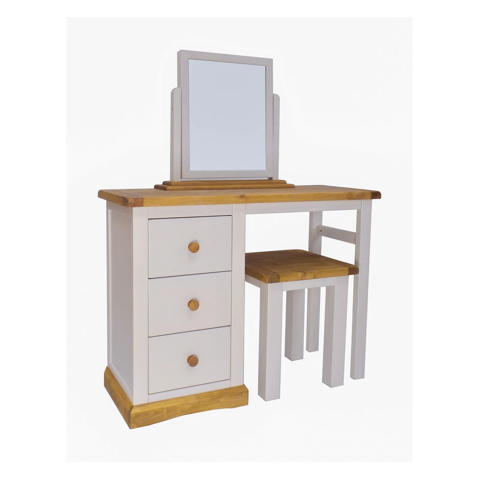 Cabinet Bits Bomporto 3 Drawer Dressing Table Set Wood Knob in Light Grey