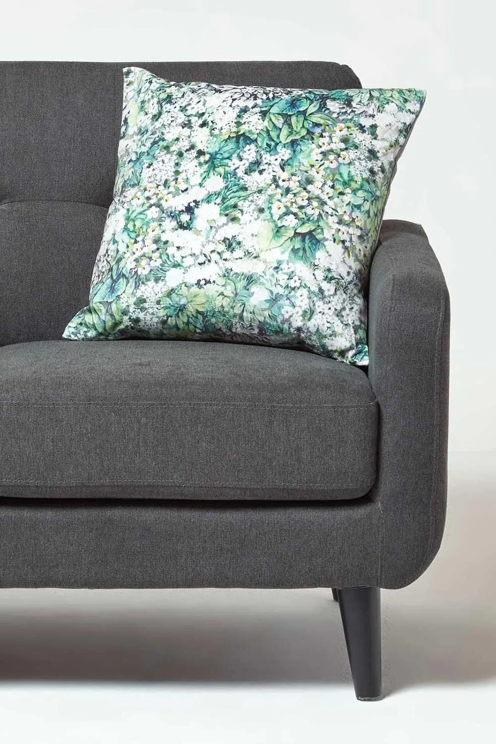 Homescapes Floral Garden Green Velvet Cushion 46 x 46 cm 3
