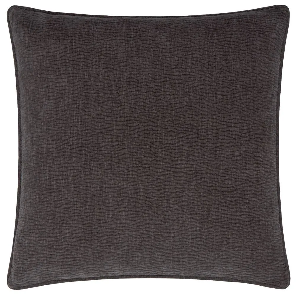 Yard Heath Washed Velvet Textured Cushion Charcoal 50 X 50Cm, Grey 2