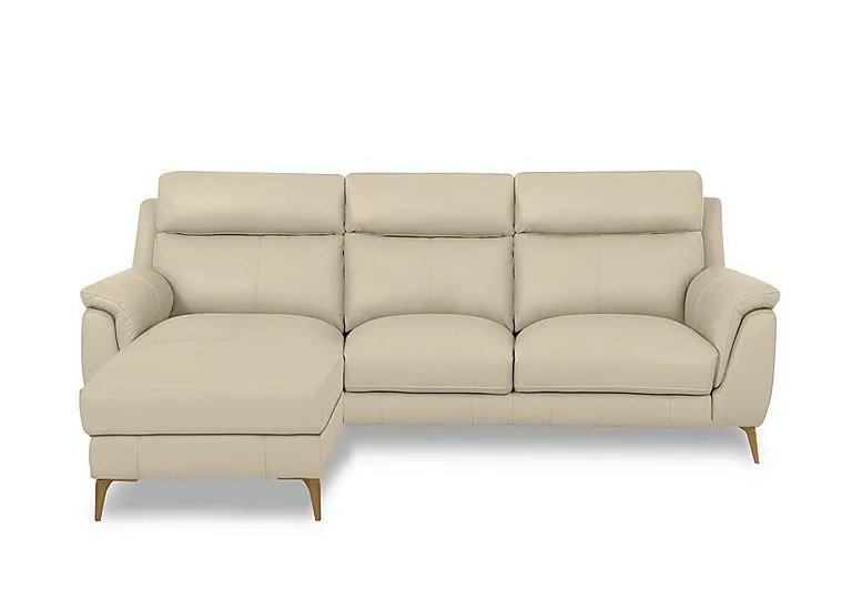 Eclipse Leather 3 Seater Left Hand Facing Chaise End Sofa - Bisque