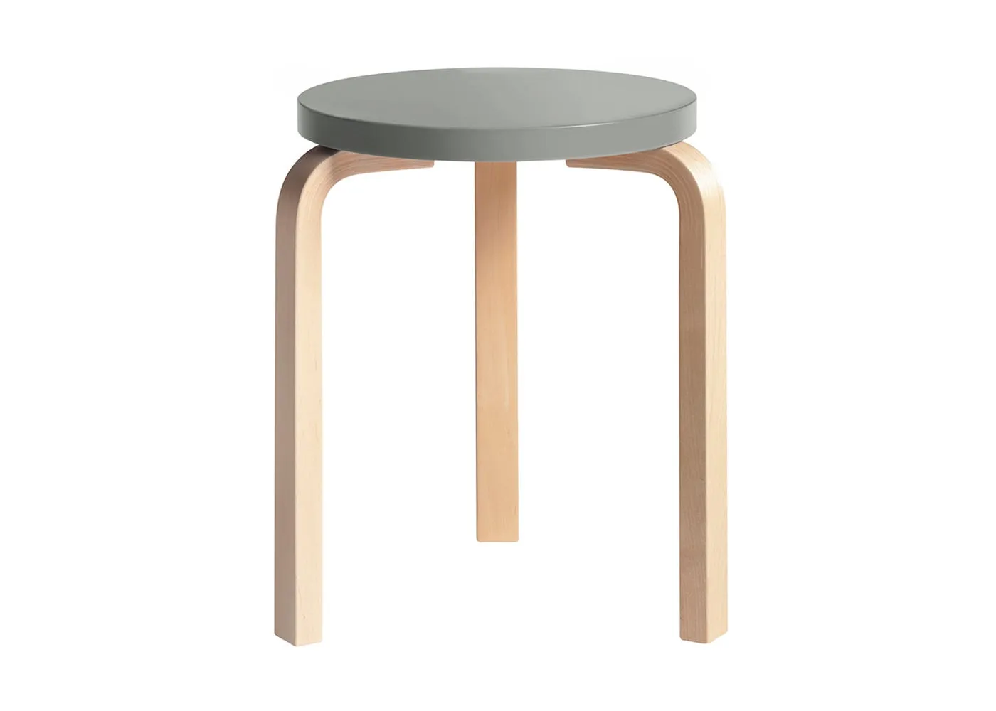 Artek Stool 60 Natural Lacquered Birch Grey Lacquered 1