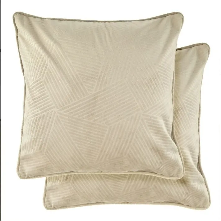New Edge Blinds Deco Collection Soft Velvet Geometric Cushion Cover in Natural