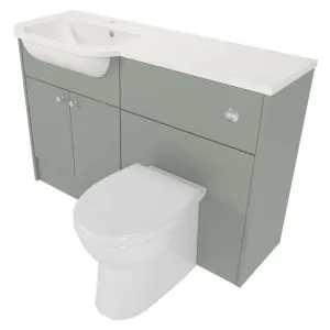 Deccado Benham Willow Green Fitted Vanity & Toilet Pan Unit Combination with LH Basin - 1200mm 2