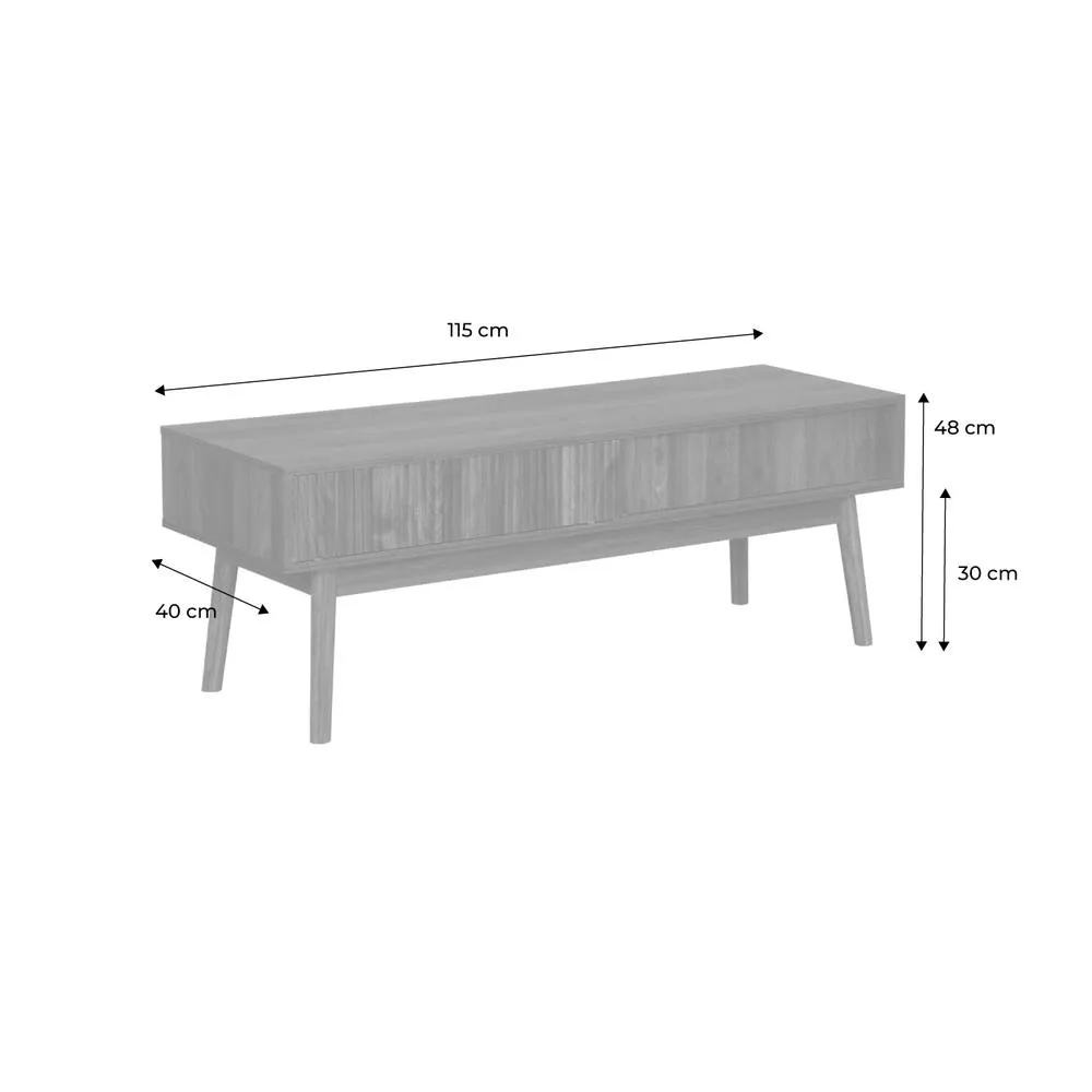 sweeek 115cm Tv Unit Grooved Wood Detail 2 Doors in Dark Brown 5