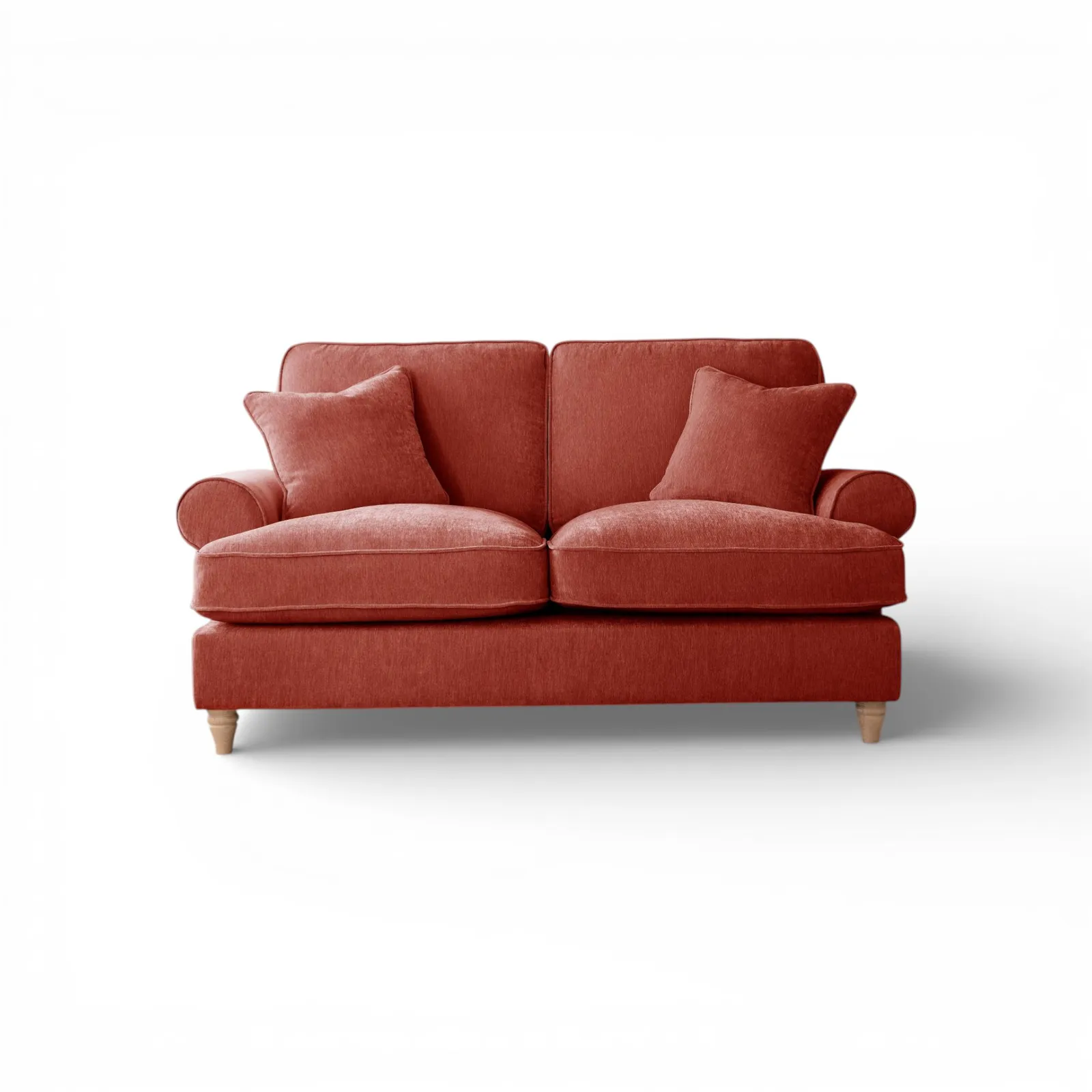 The Great Sofa Company Ezra 2 Seater Textured Velvet Sofa - Scroll Arm in Terracotta 2
