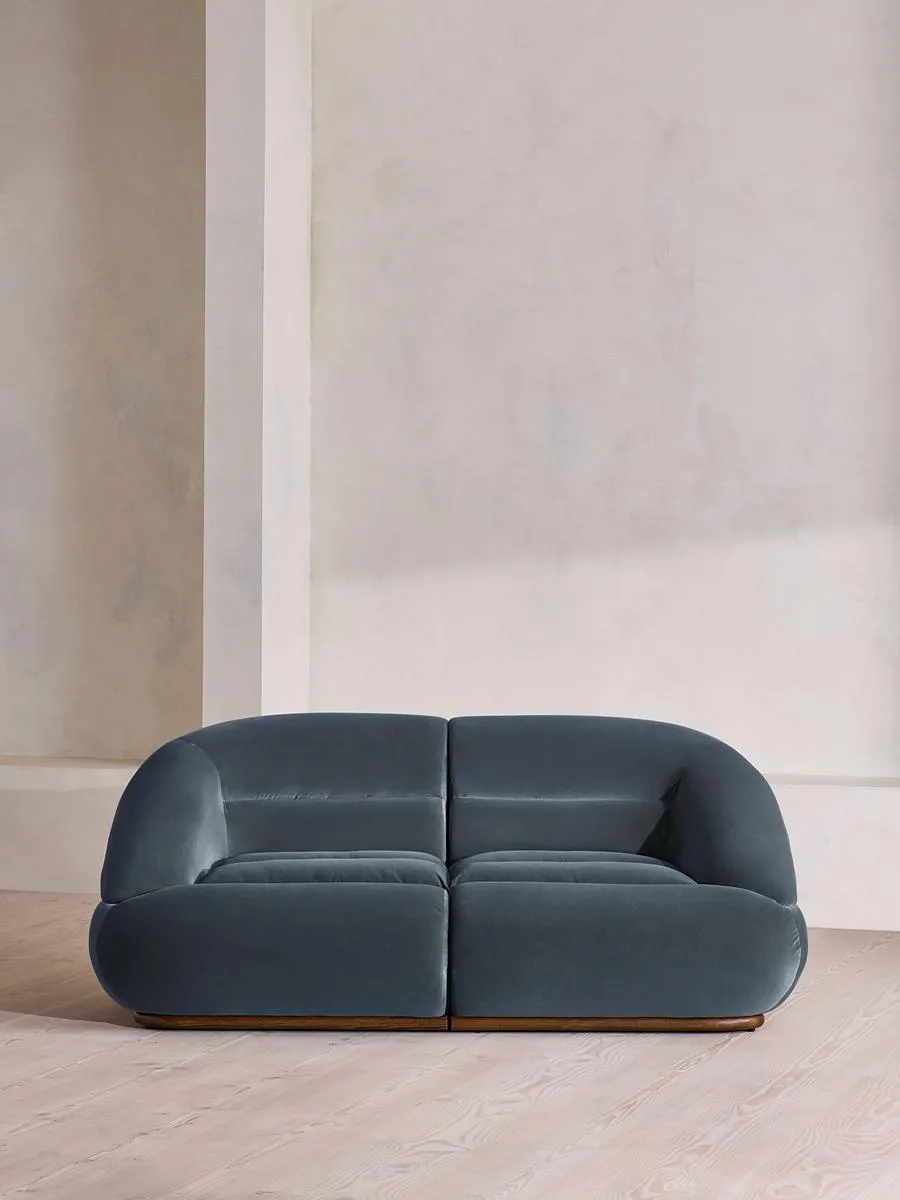 Edison Modular Sofa, Three Seater, Velvet, Grey Blue