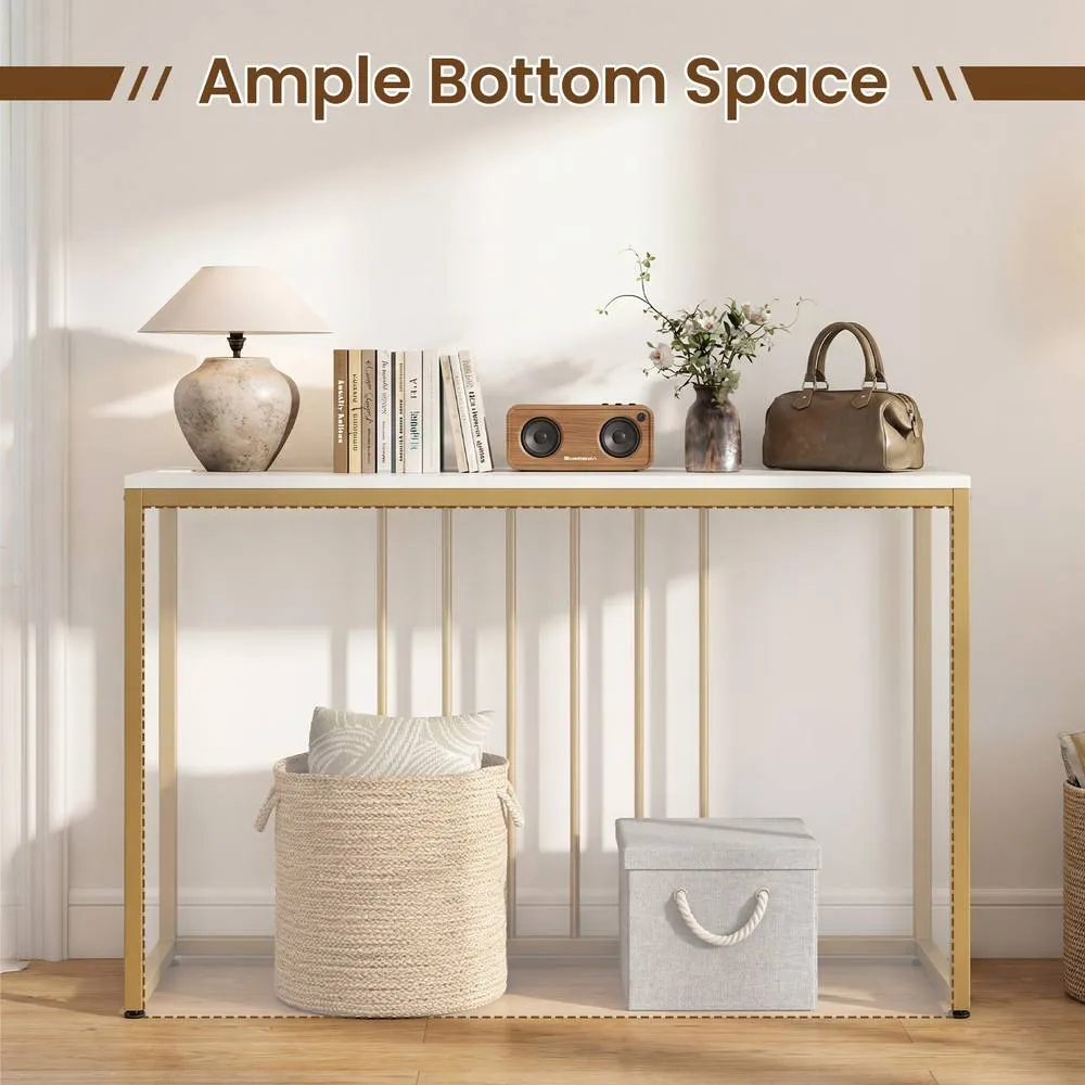 Costway Entryway Table Console Table with Charging Station in White 2