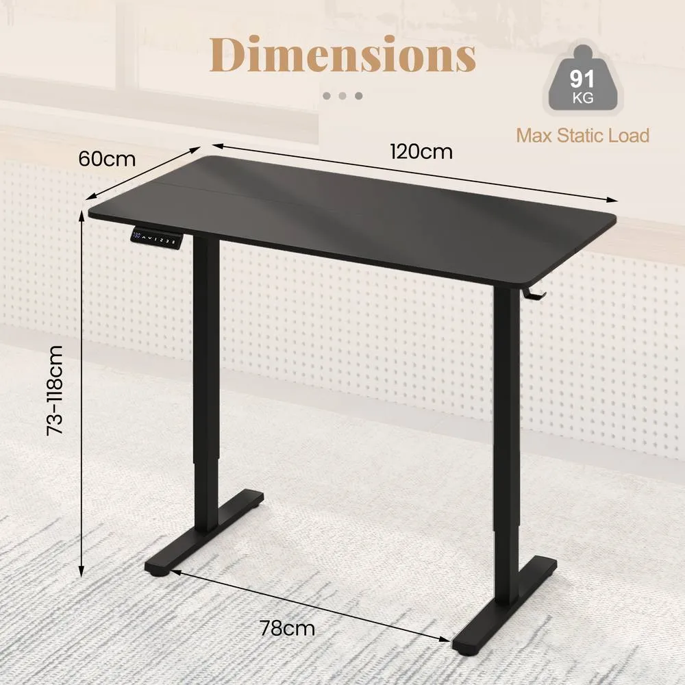 Costway Ergonomic Stand Up Desk 120x60CM Electric Standing Computer Desk in Black 2