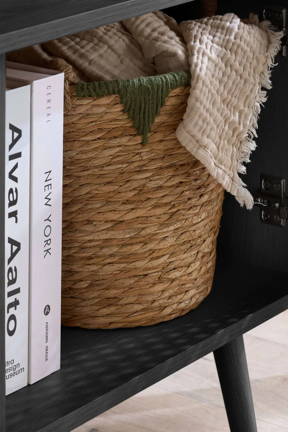 Birlea Croxley Large TV Unit Black Rattan Entertainment Stand 4