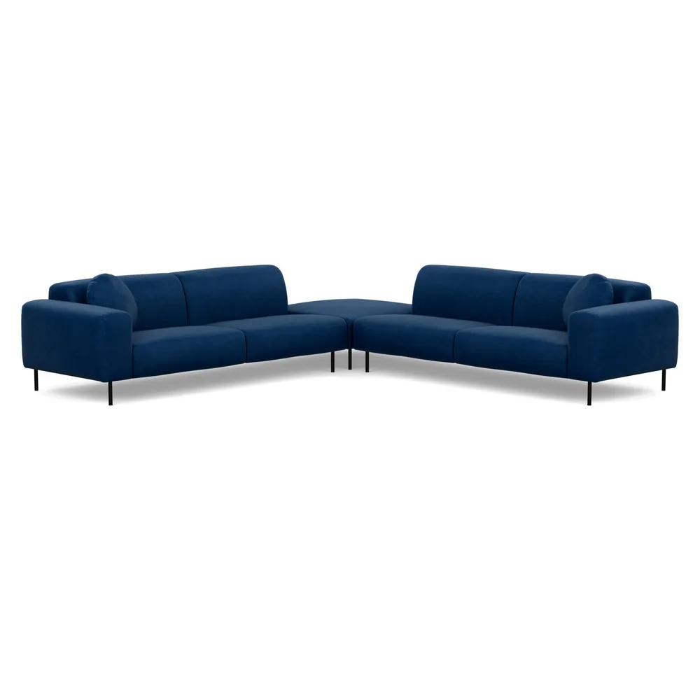 Heal's Luna Large Corner Sofa Marylebone Velvet Sapphire Black Feet
