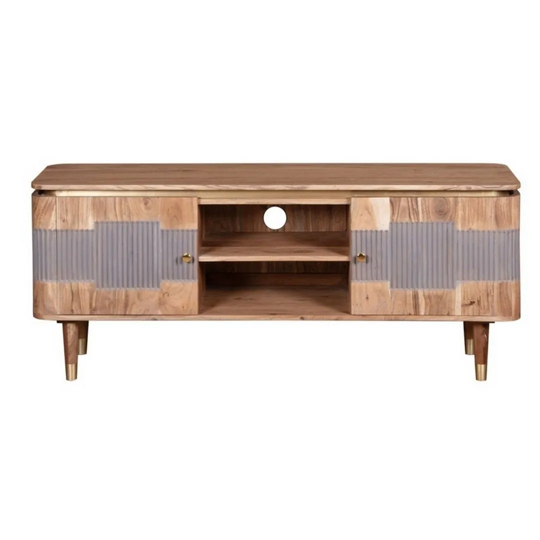 Indian Hub Wilton TV Unit - Acacia Wood - L40 x W145 x H60 cm in Brown