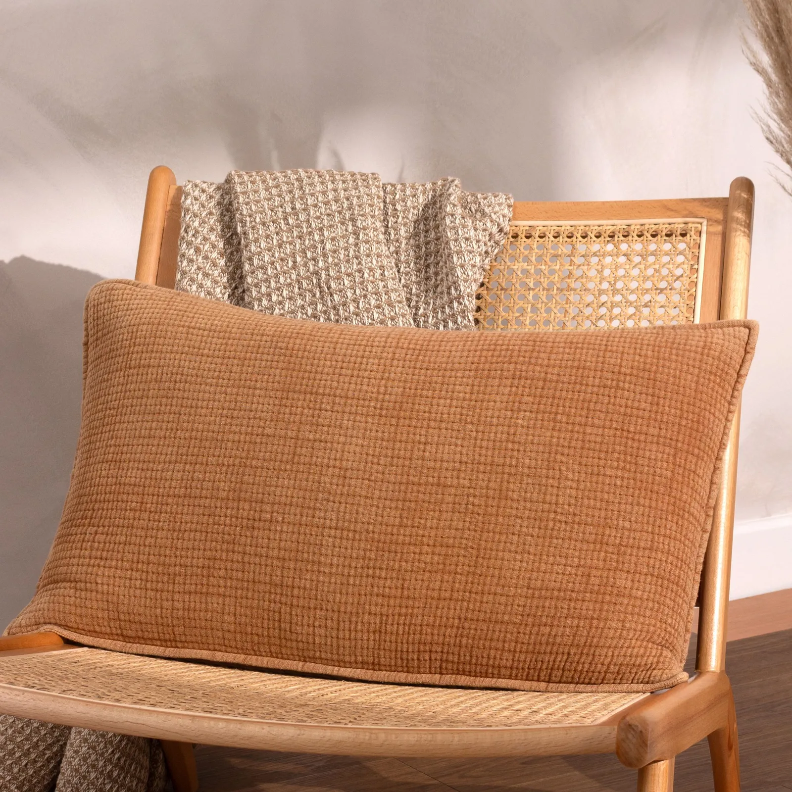 Yard Ribble 100% Cotton Acid Wash Cushion in Brown 1