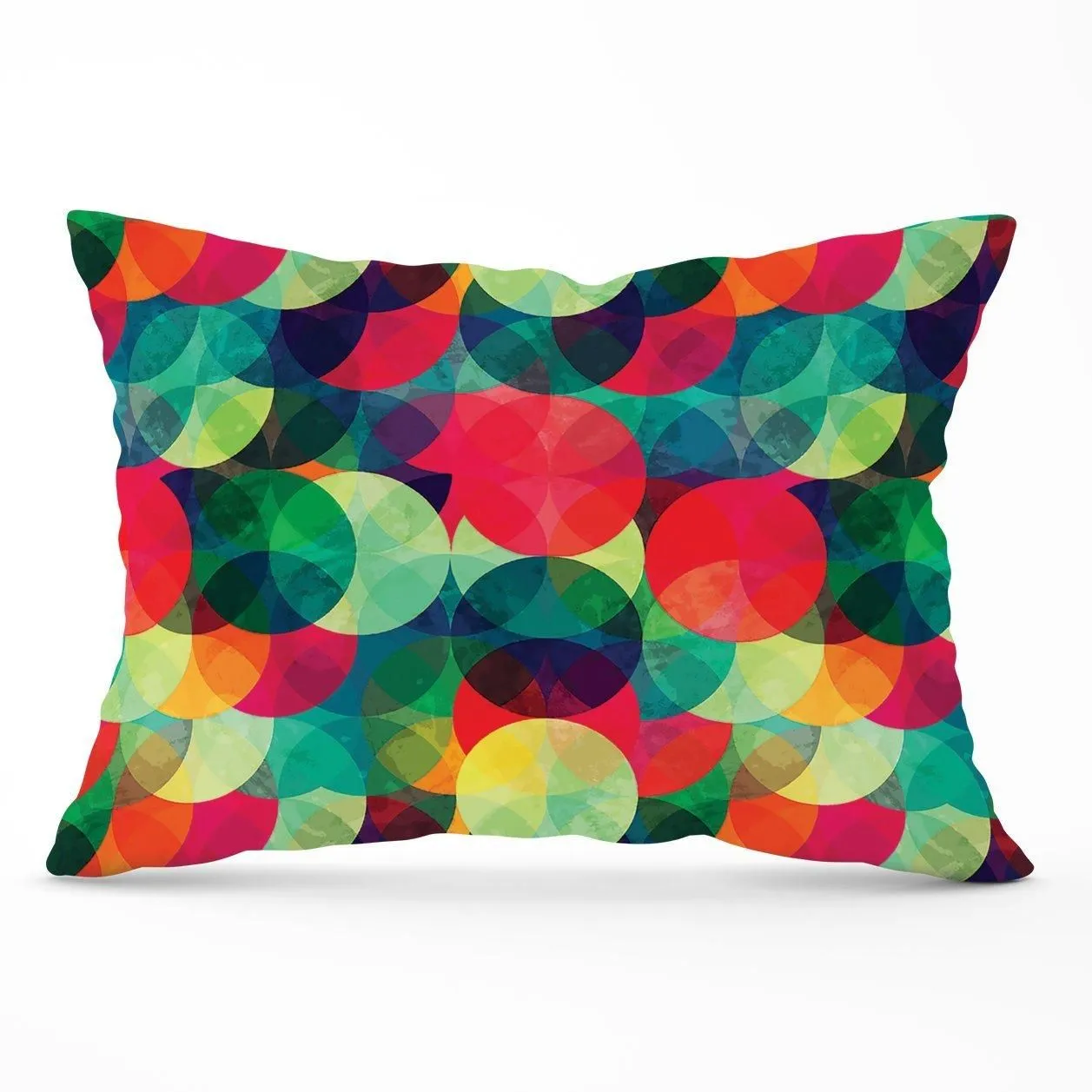 Warren Reed - Designer Colourful Grunge Circle Pattern Cushions in Red