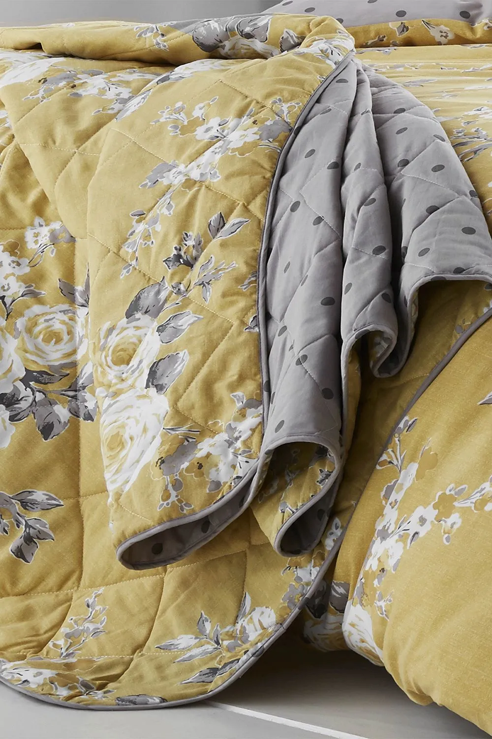 Catherine Lansfield 'Canterbury Floral' Bedspread in Mustard