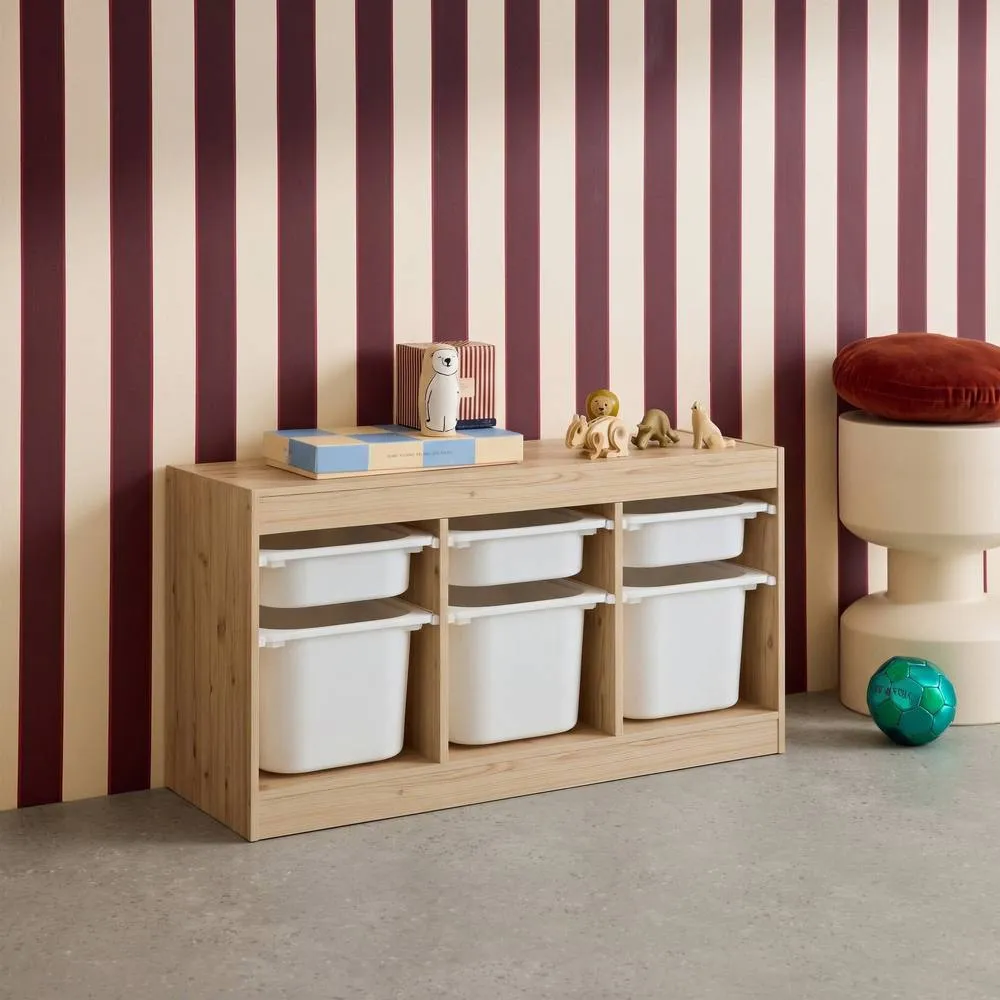 sweeek Children's storage furniture 6 storage bins wood decor in Beige 4