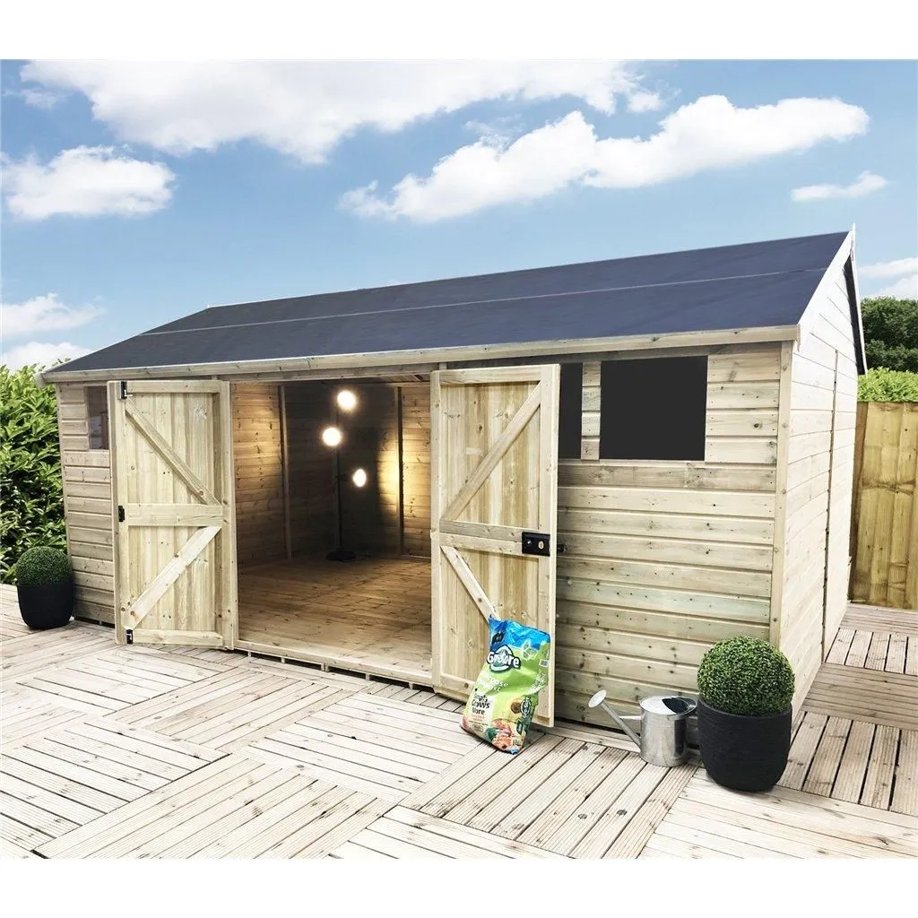 Marlborough 17 x 16 Reverse Premier Pressure Treated Apex Workshop in Natural