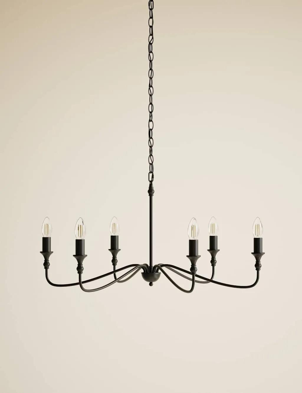 M&S Metal 6 Arm Chandelier Black