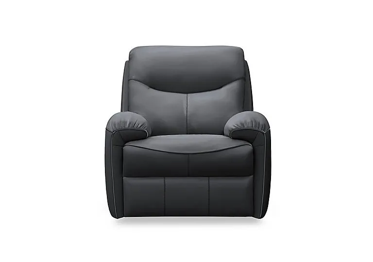 Amesbury Leather Power Recliner Armchair with Power Headrest, Power Lumbar and Heated Seats - Cambridge Petrol Blue