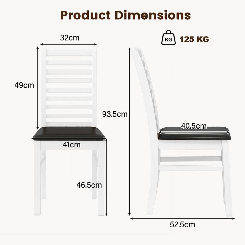 Costway 2PCS Wooden Dining Chair PU Leather Upholstered Kitchen Armless Chairs in White 4