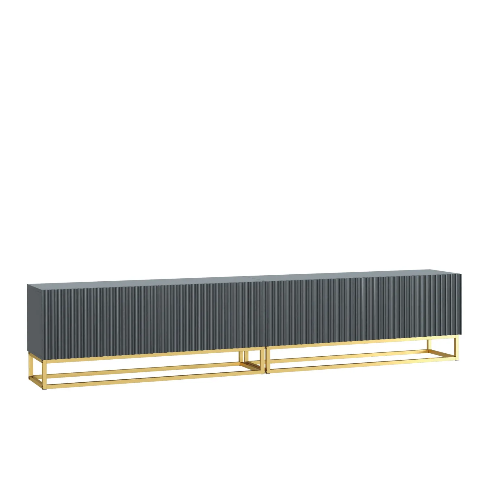 Creative Furniture Ripple Duo TV Unit 200cm - Modern Fluted Design with Push to Open Doors in Grey 5