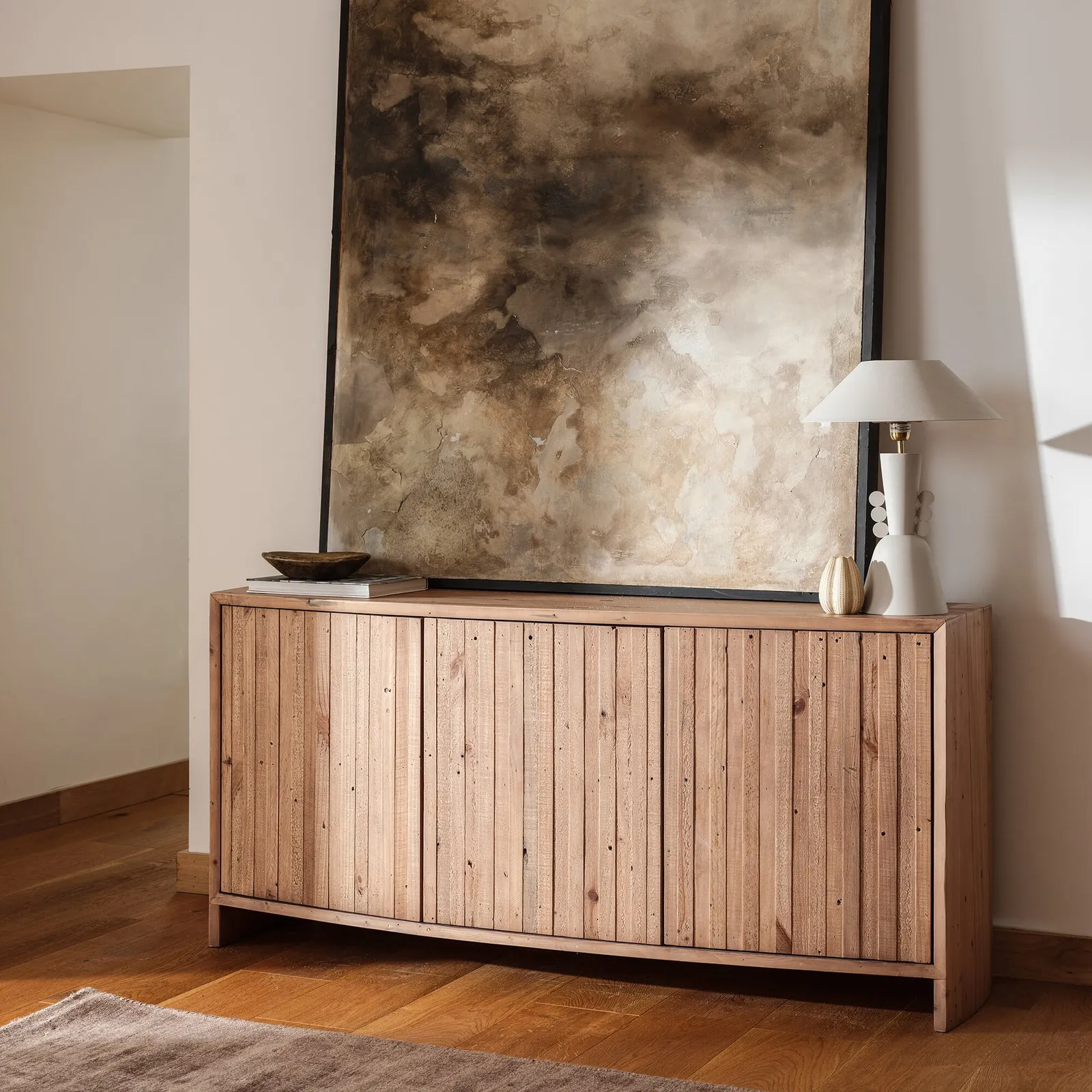 Arpela 3 Door Sideboard, Neutral Wood | Barker & Stonehouse 2