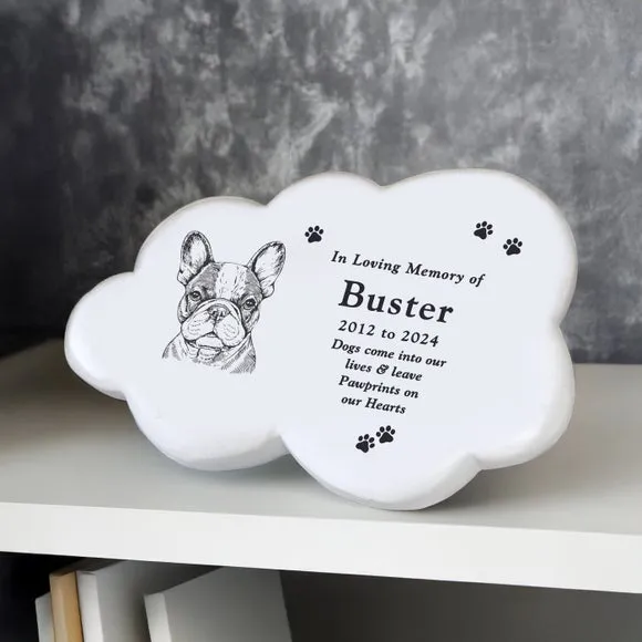 Personalised Dog Breed Garden Memorial Cloud Ornament