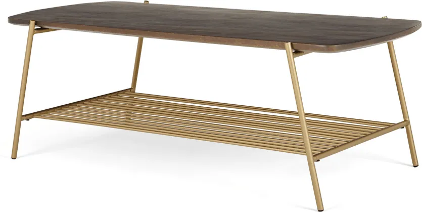 Bortolin Coffee Table, Mango Wood and Brass