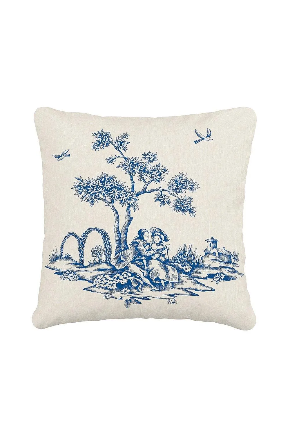 V & A 'Enchanted Garden' Cotton Cushion in Blue