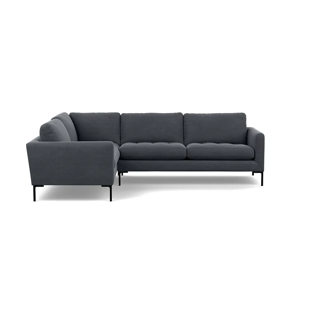 Heal's Eton Left Hand Facing Corner Sofa Linen Dark Grey Black Feet