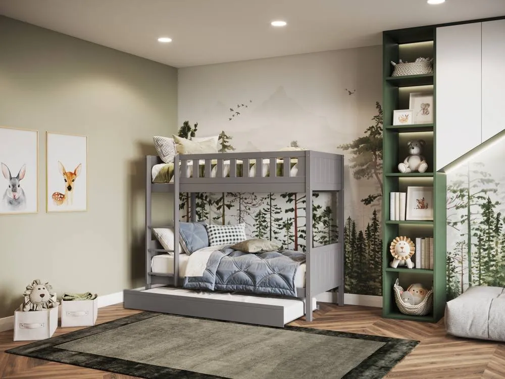 Flair Bea Shorty Wooden Bunk Bed with Trundle in Grey 4