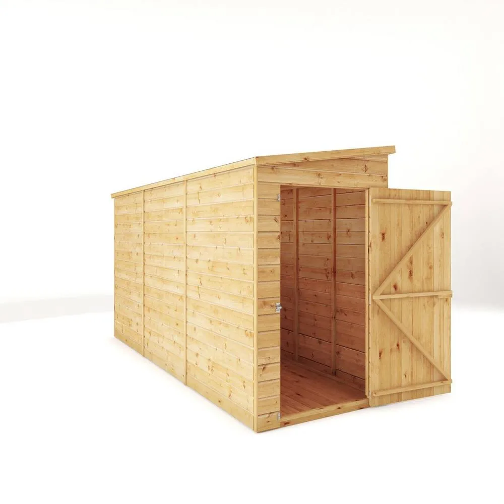 Mercia 12 x 4 Feet Modular Shiplap Pent - Windowless - L370xW127.9xH203.3 cm in Light Brown